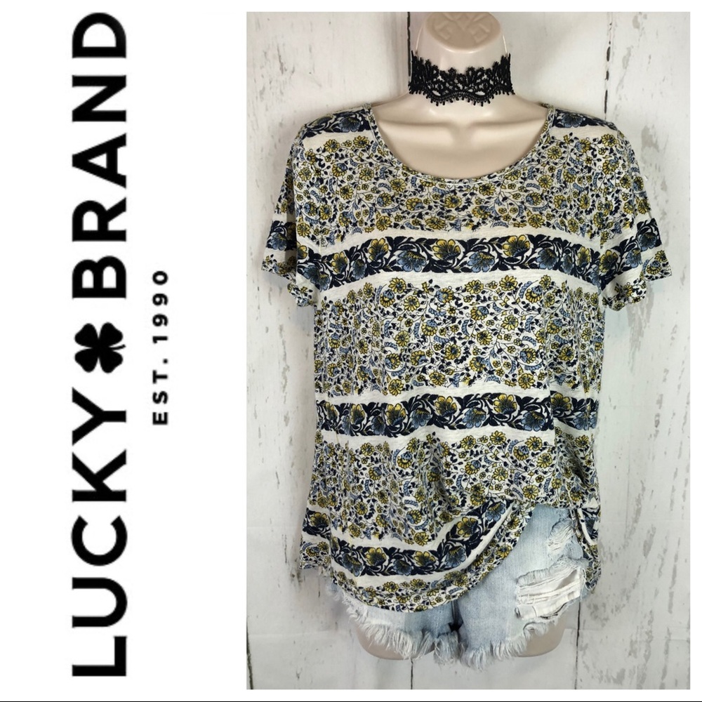 Lucky Brand boho button back tee